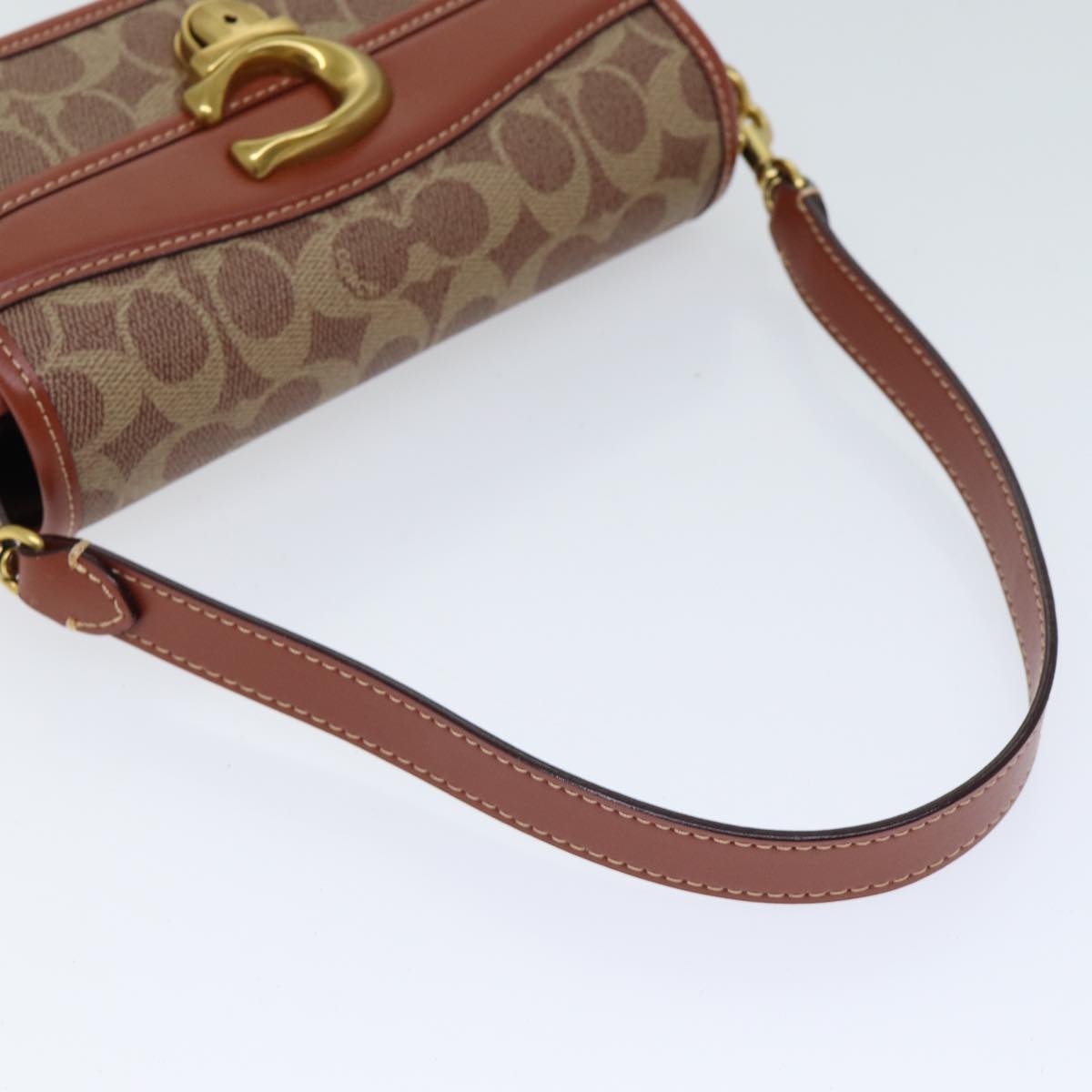 Coach Signature Studio Baguette Shoulder Bag PVC Brown CE764 B4NQ4 Auth yk11527