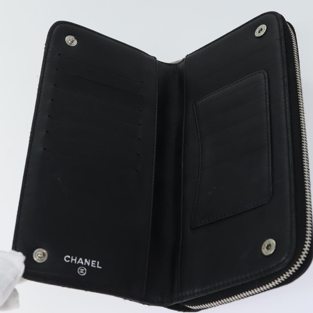 CHANEL Matelasse Long Wallet Leather Black CC Auth yk11586