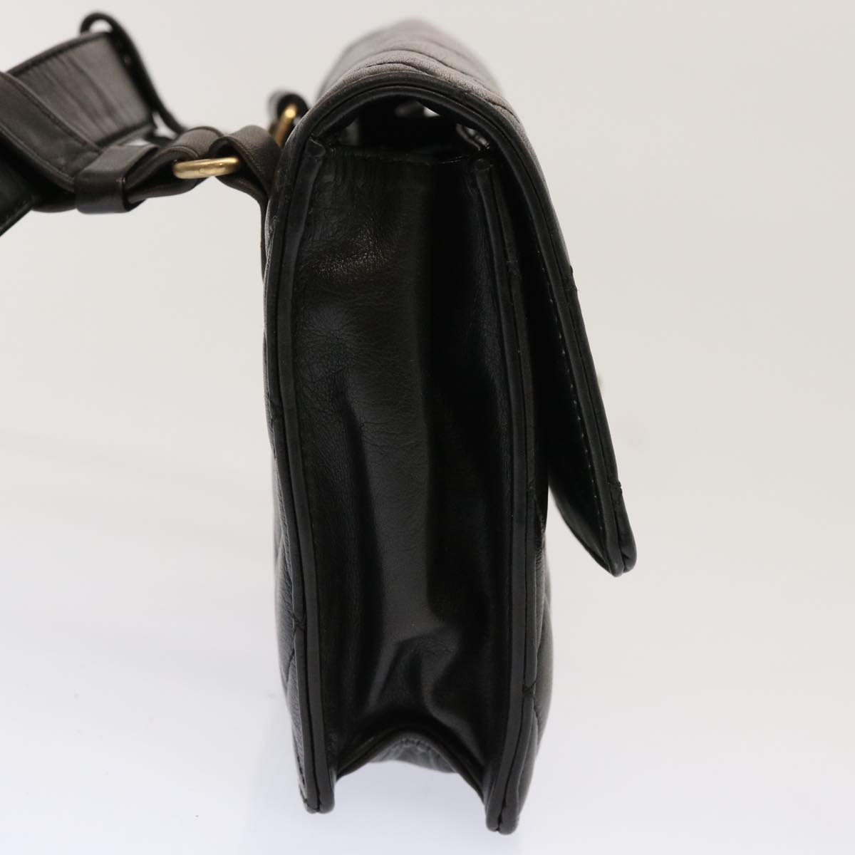 CHANEL Matelasse Turn Lock Waist bag Lamb Skin Black CC Auth yk11590