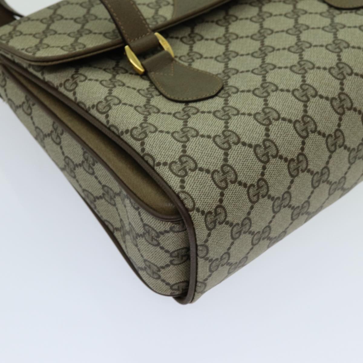 GUCCI GG Supreme Hand Bag PVC Beige 116 02 080 Auth yk11634