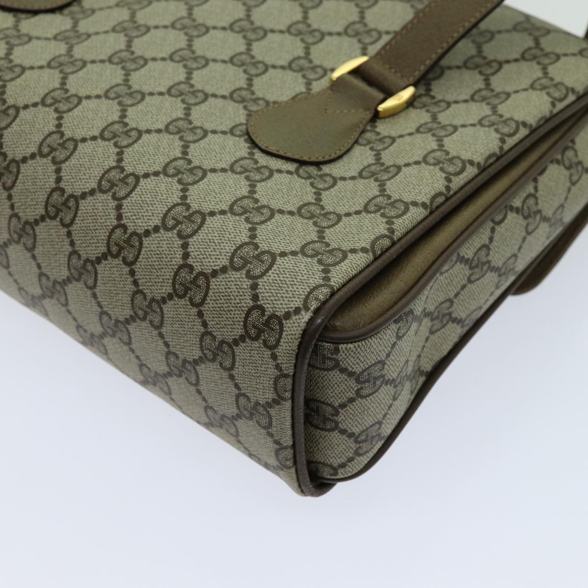 GUCCI GG Supreme Hand Bag PVC Beige 116 02 080 Auth yk11634