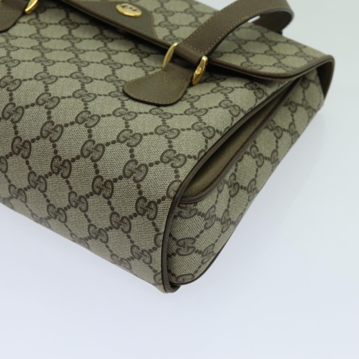 GUCCI GG Supreme Hand Bag PVC Beige 116 02 080 Auth yk11634