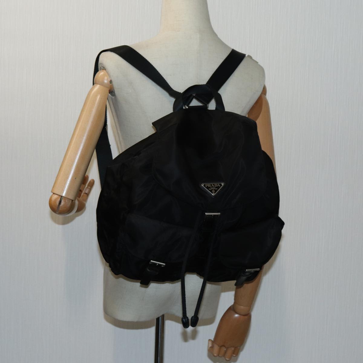 PRADA Backpack Nylon Black Auth yk11654