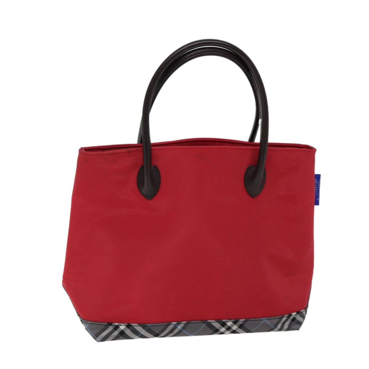 Burberrys Nova Check Blue Label Hand Bag Nylon Red Auth yk11697