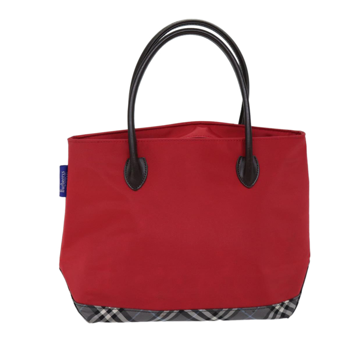 Burberrys Nova Check Blue Label Hand Bag Nylon Red Auth yk11697