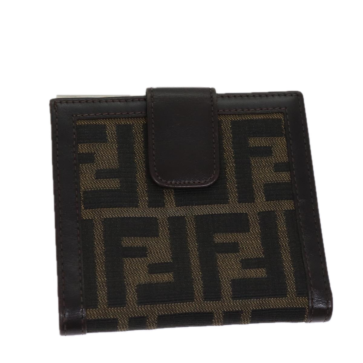 FENDI Zucca Canvas Wallet Black Brown Auth yk11705