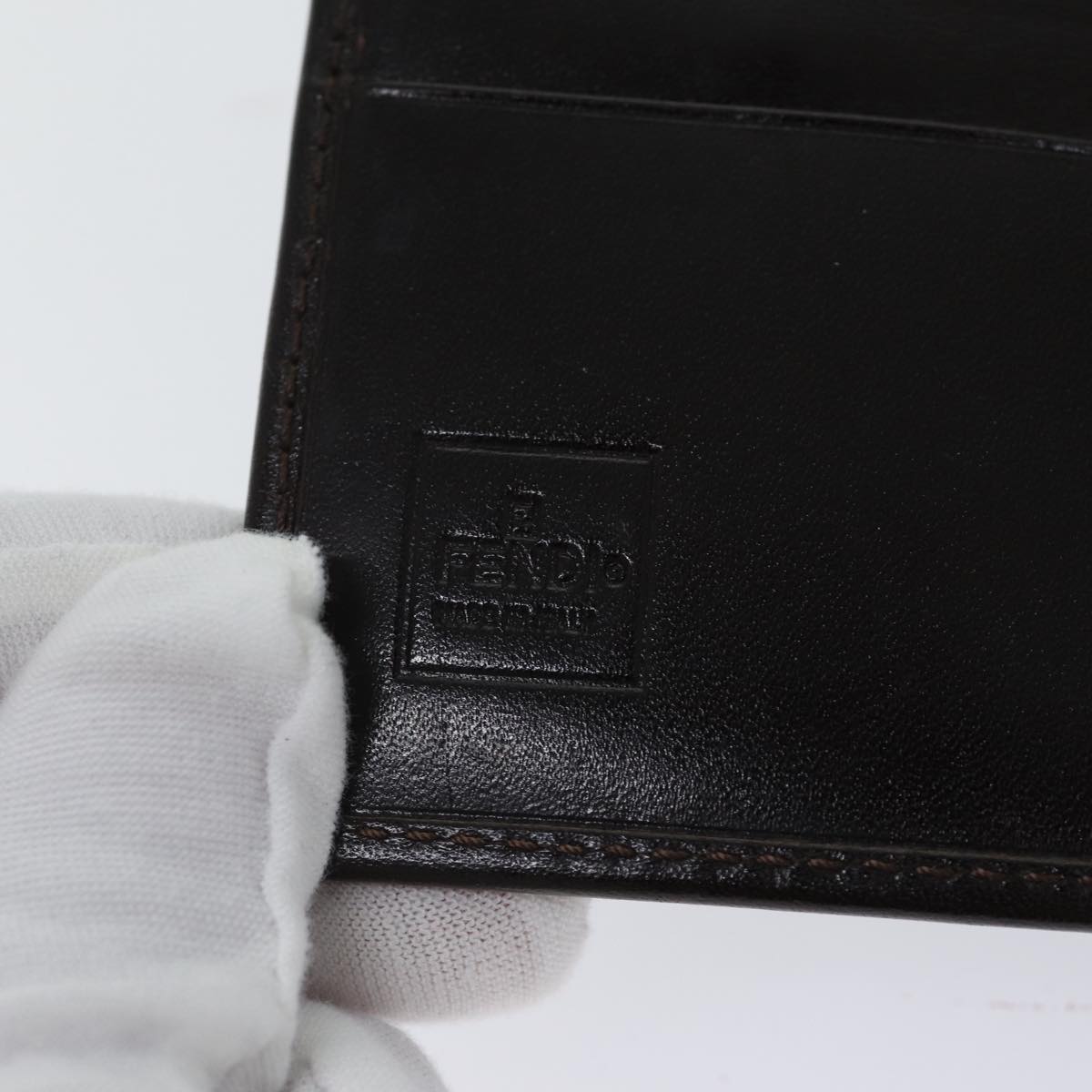 FENDI Zucca Canvas Wallet Black Brown Auth yk11705