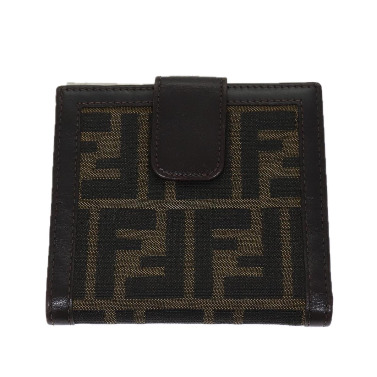 FENDI Zucca Canvas Wallet Black Brown Auth yk11705