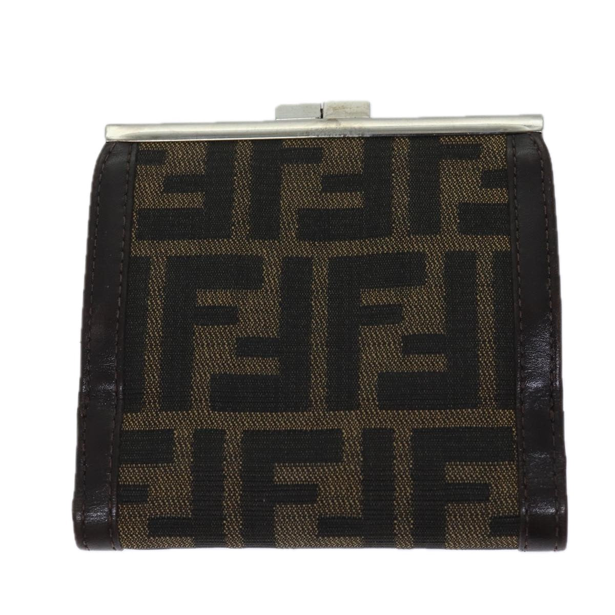 FENDI Zucca Canvas Wallet Black Brown Auth yk11705