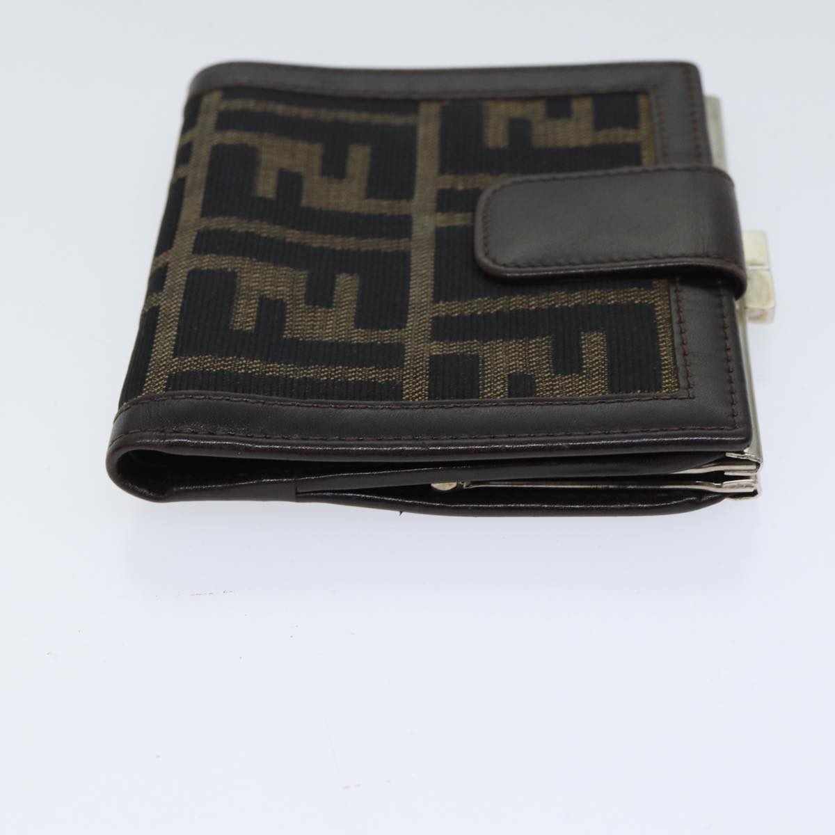 FENDI Zucca Canvas Wallet Black Brown Auth yk11705