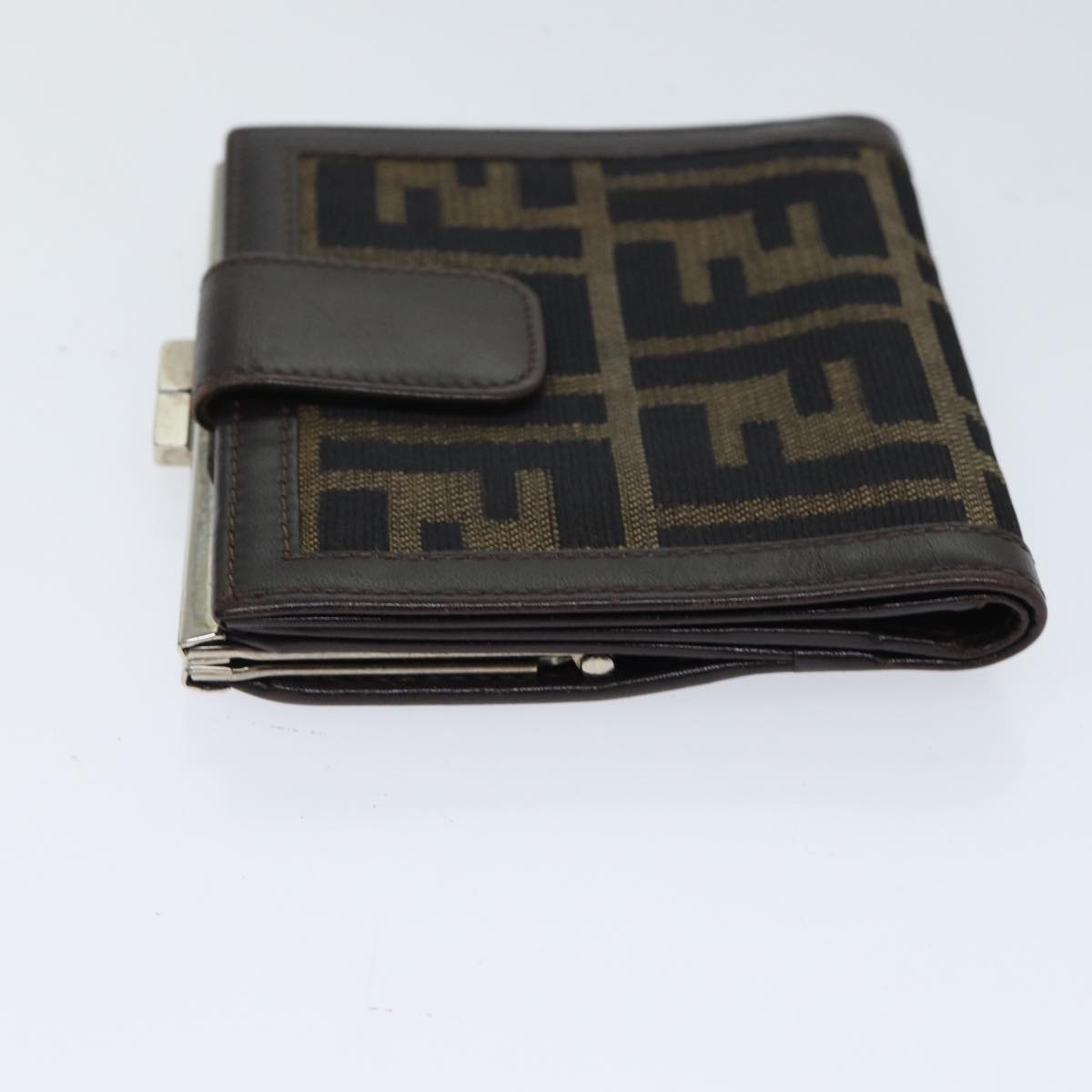 FENDI Zucca Canvas Wallet Black Brown Auth yk11705