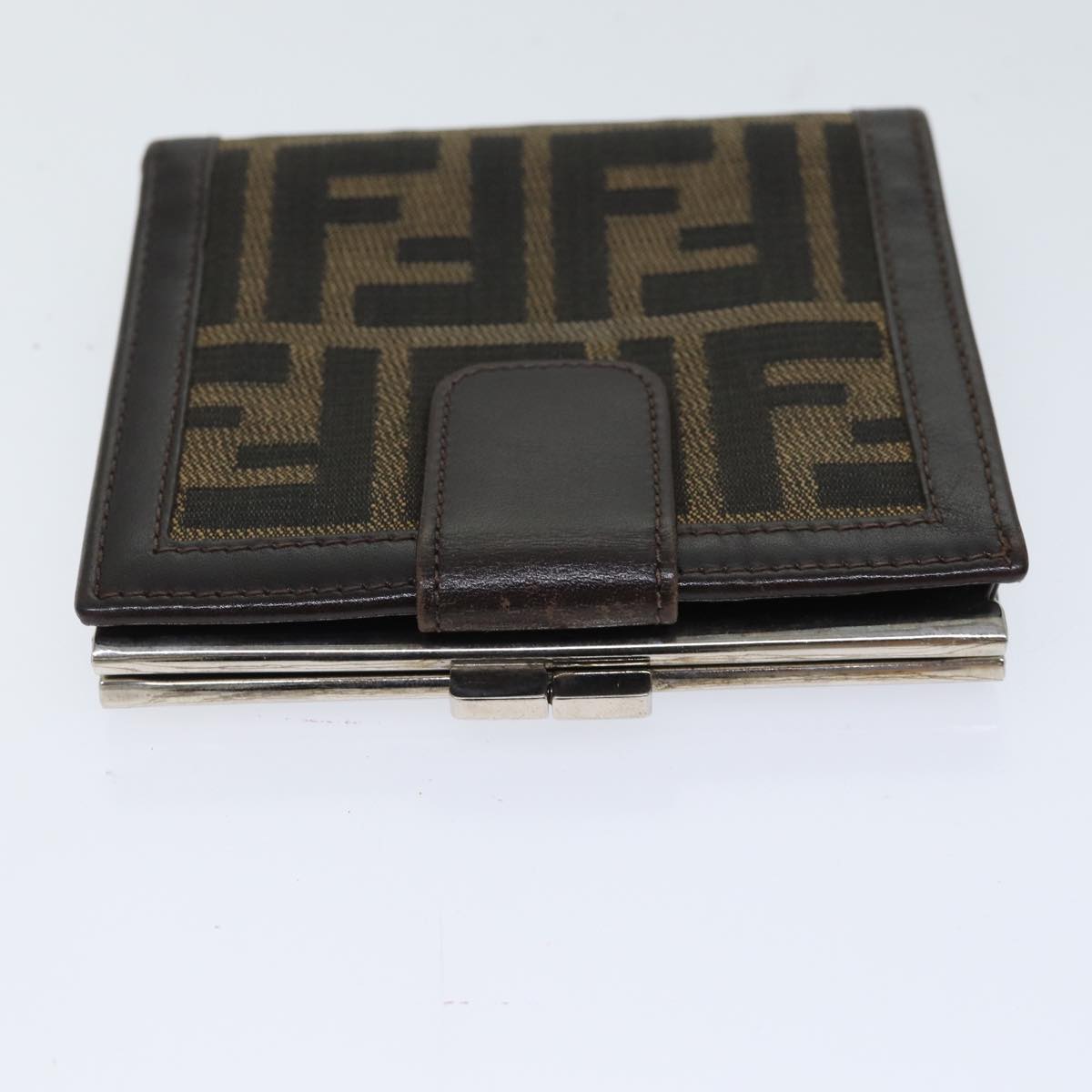 FENDI Zucca Canvas Wallet Black Brown Auth yk11705