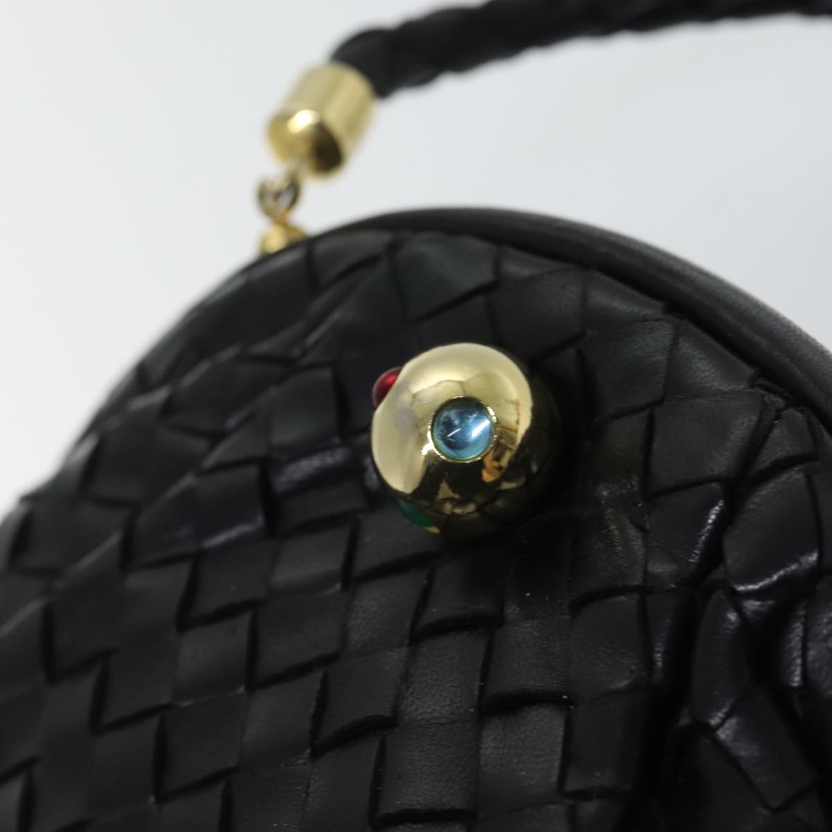 BOTTEGA VENETA INTRECCIATO Hand Bag Leather Black Auth yk11751