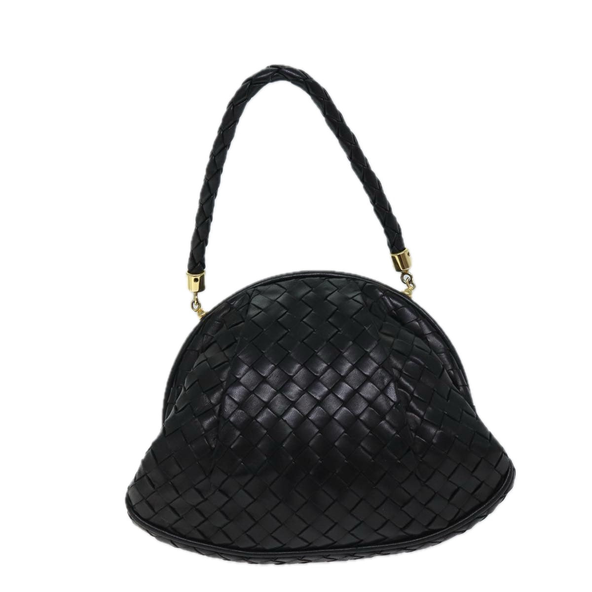 BOTTEGA VENETA INTRECCIATO Hand Bag Leather Black Auth yk11751