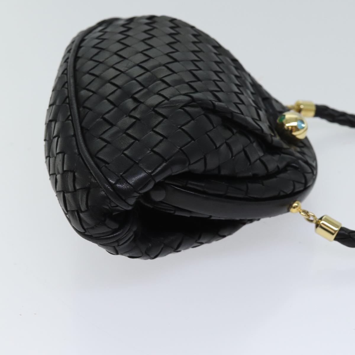 BOTTEGA VENETA INTRECCIATO Hand Bag Leather Black Auth yk11751