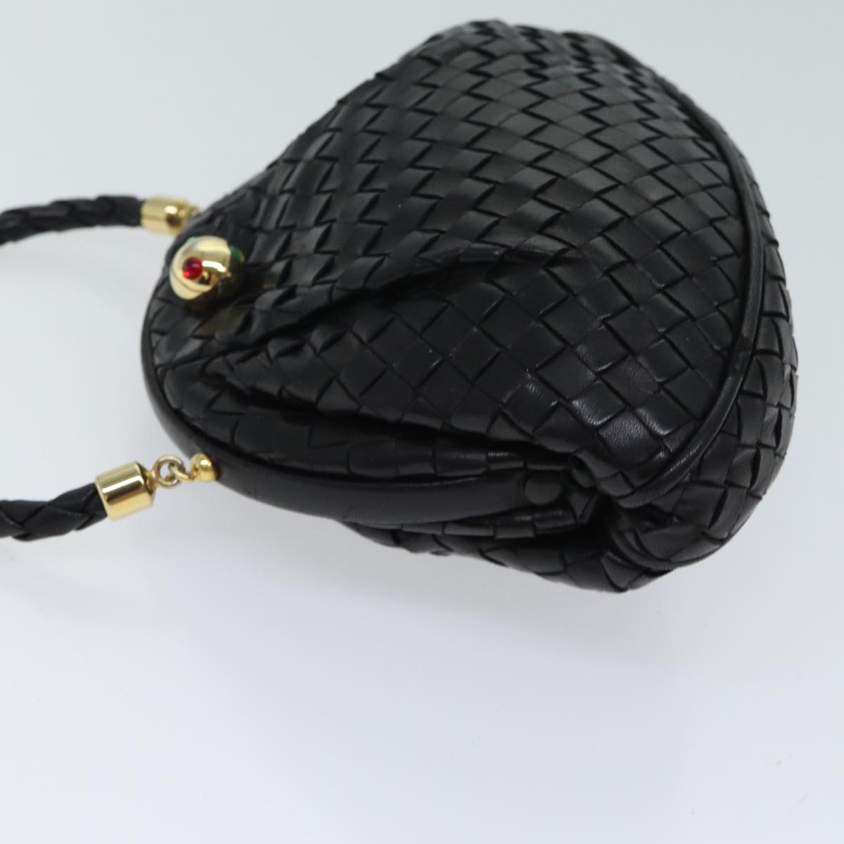 BOTTEGA VENETA INTRECCIATO Hand Bag Leather Black Auth yk11751