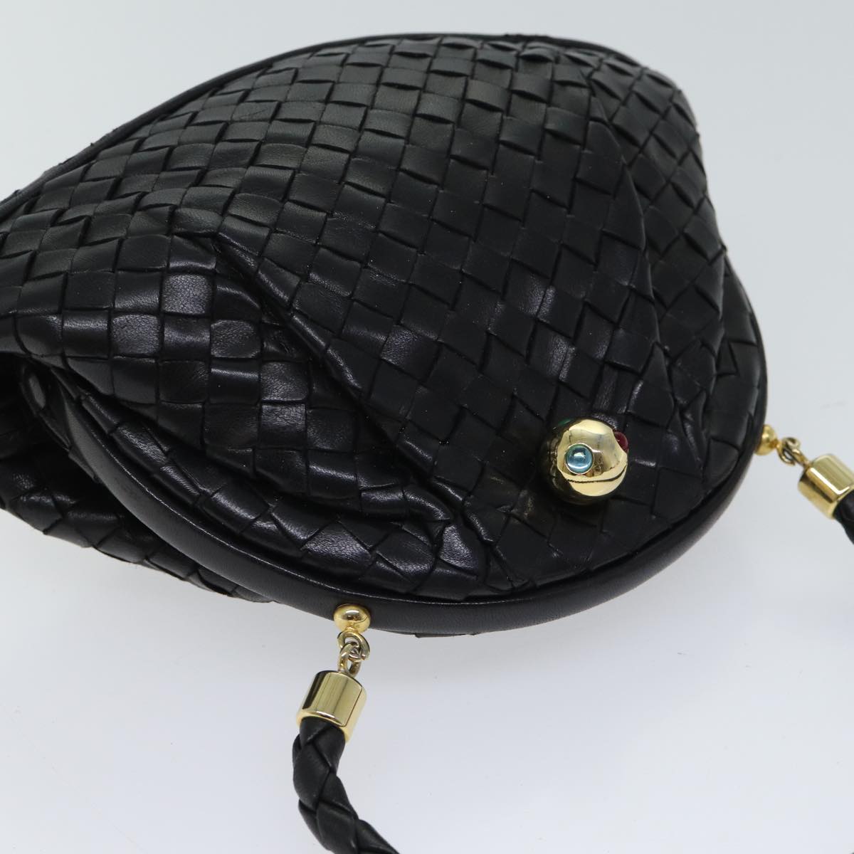 BOTTEGA VENETA INTRECCIATO Hand Bag Leather Black Auth yk11751