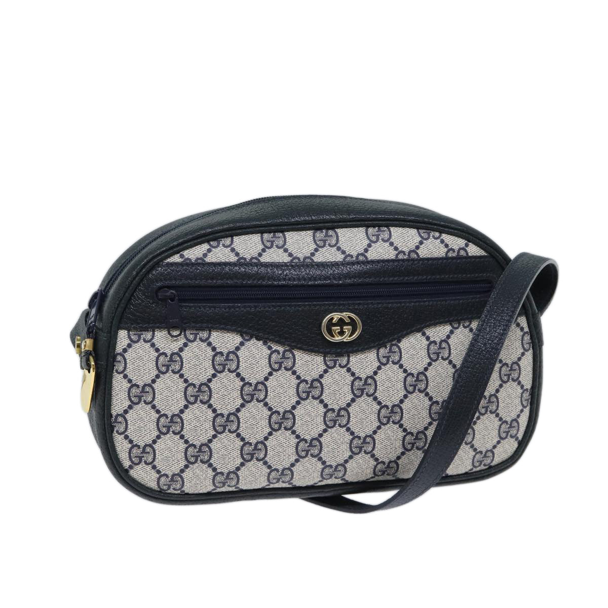 GUCCI GG Canvas Shoulder Bag PVC Navy Auth yk11780