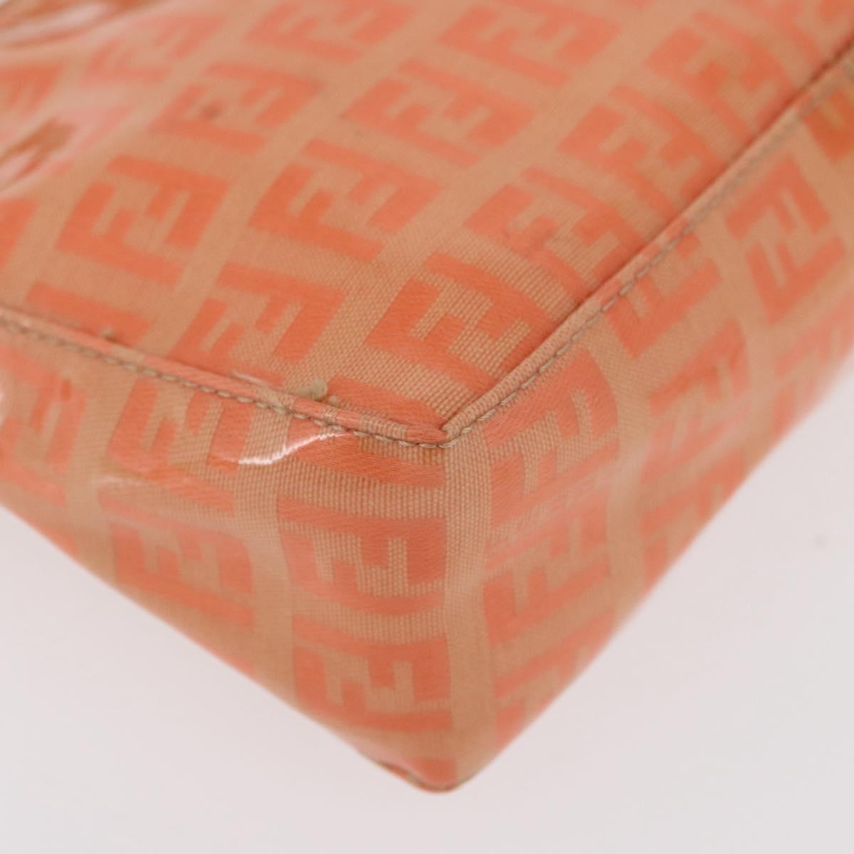 FENDI Zucchino Canvas Accessory Pouch Coated Canvas Orange Auth yk11786