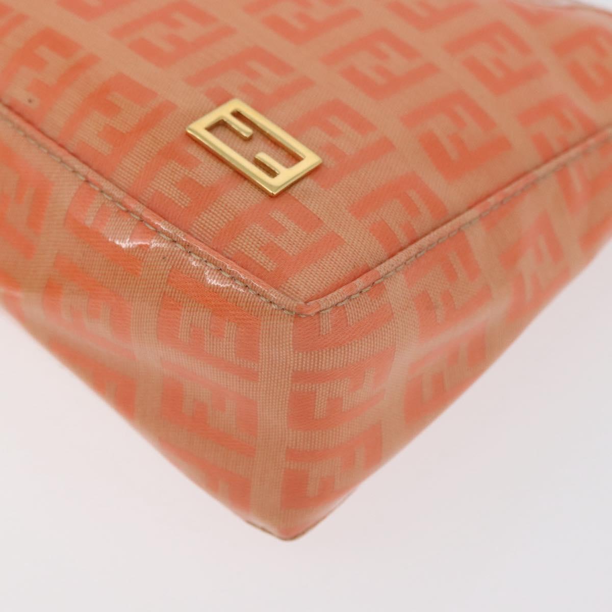 FENDI Zucchino Canvas Accessory Pouch Coated Canvas Orange Auth yk11786