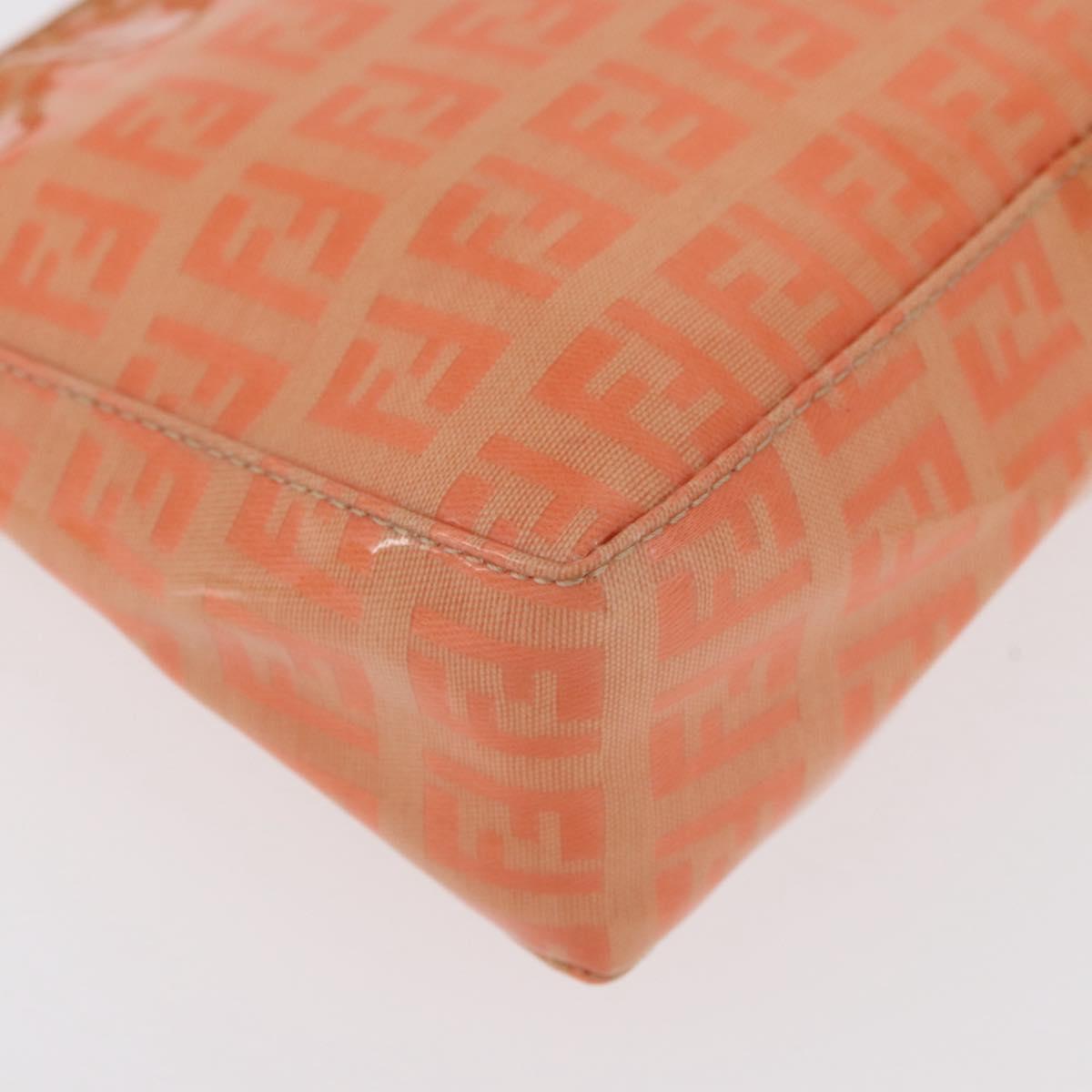 FENDI Zucchino Canvas Accessory Pouch Coated Canvas Orange Auth yk11786