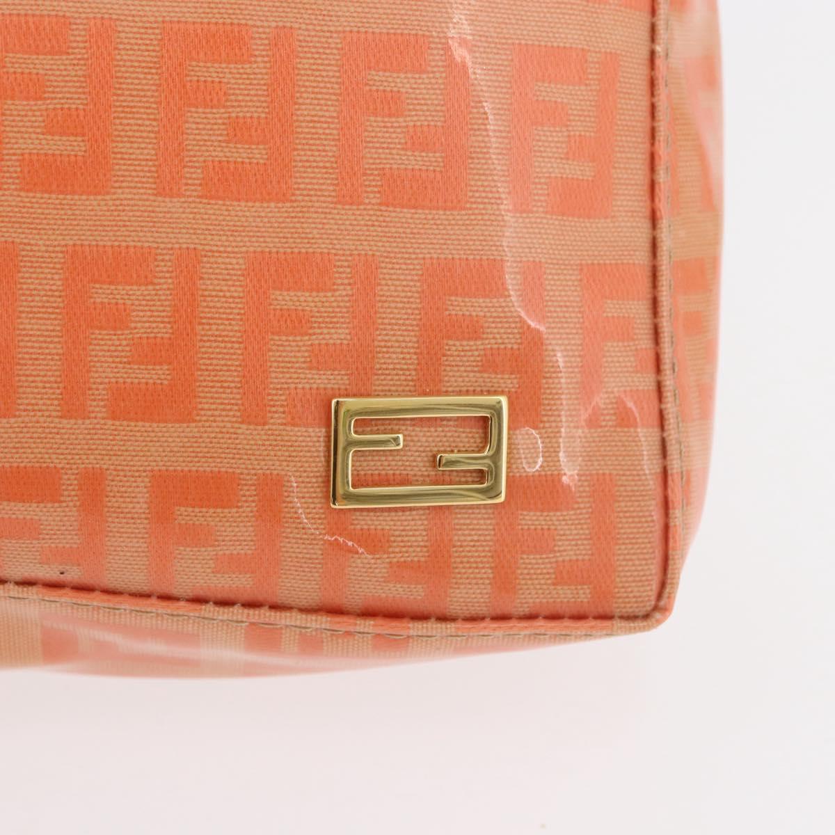 FENDI Zucchino Canvas Accessory Pouch Coated Canvas Orange Auth yk11786