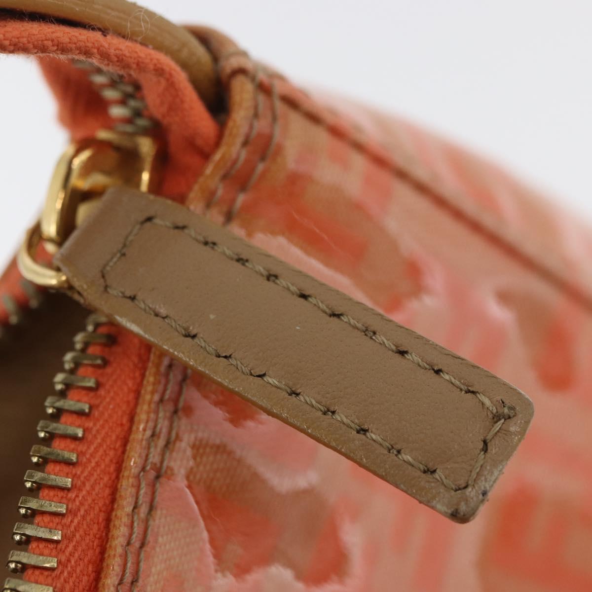 FENDI Zucchino Canvas Accessory Pouch Coated Canvas Orange Auth yk11786