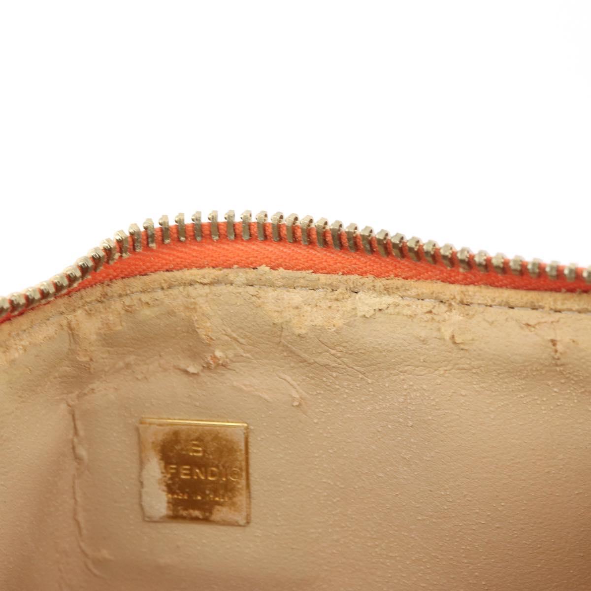 FENDI Zucchino Canvas Accessory Pouch Coated Canvas Orange Auth yk11786