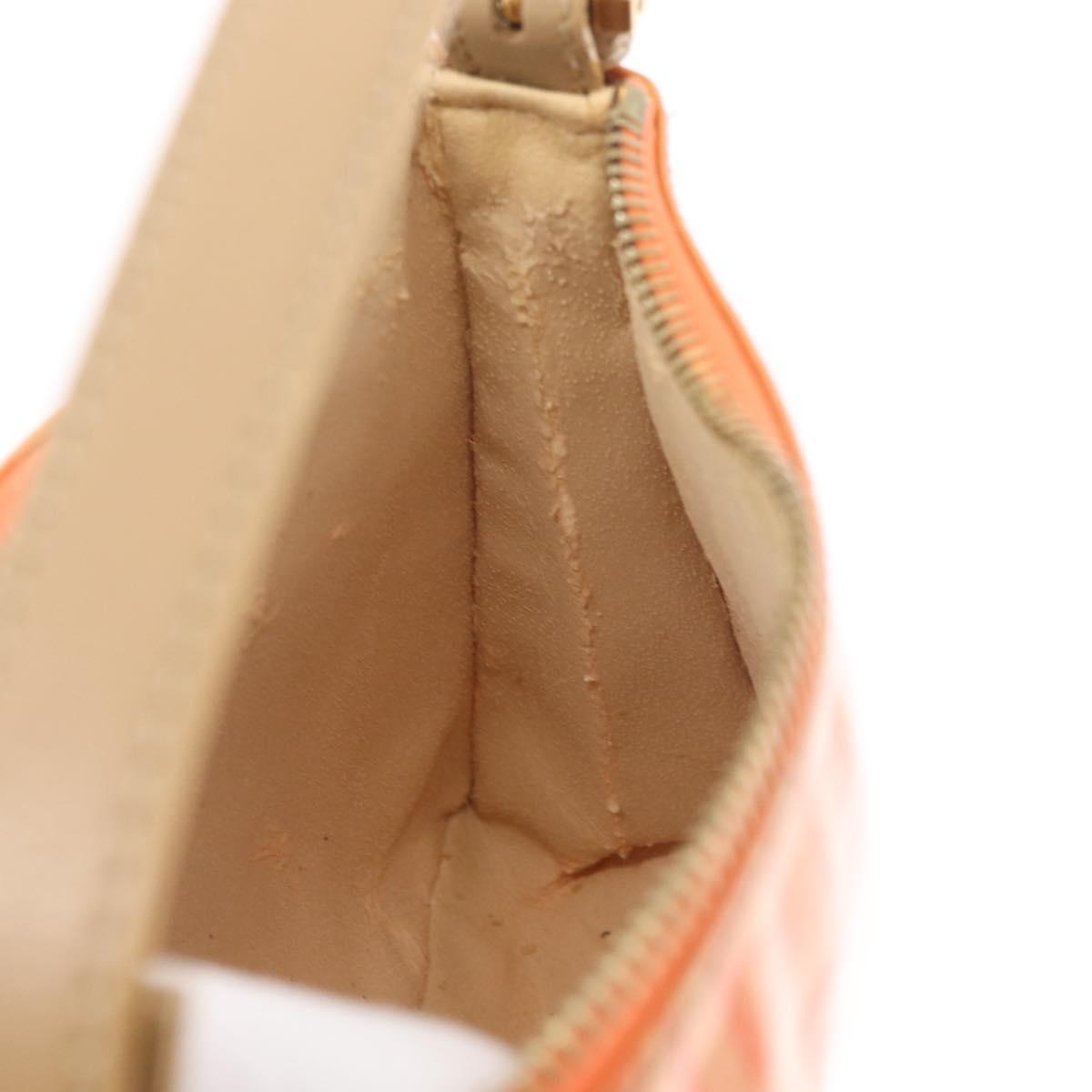 FENDI Zucchino Canvas Accessory Pouch Coated Canvas Orange Auth yk11786