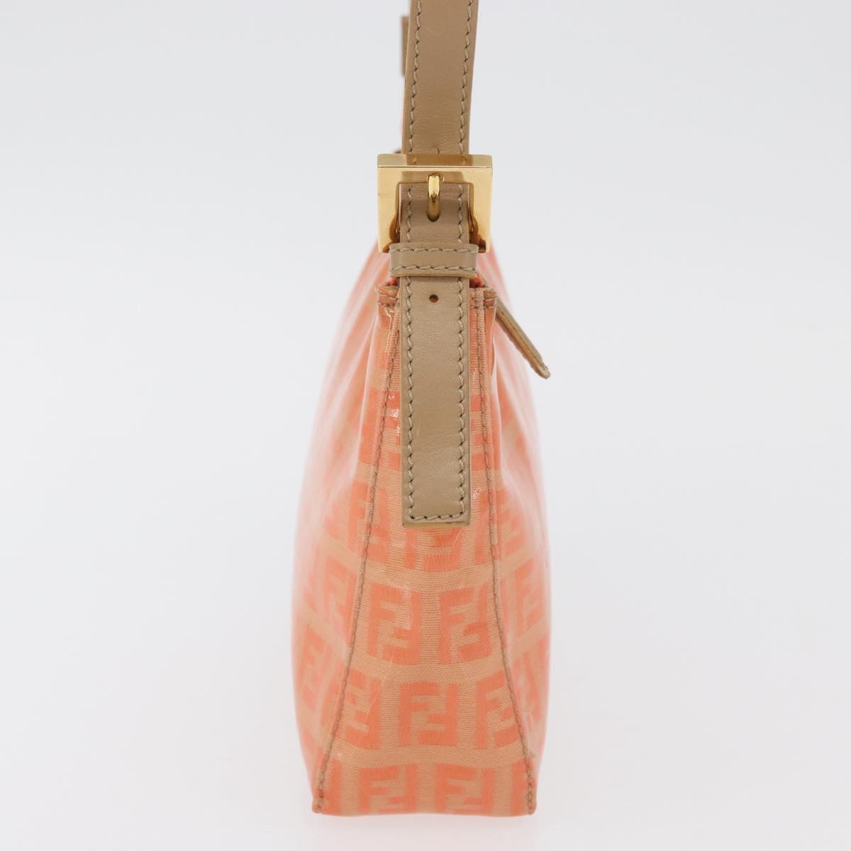 FENDI Zucchino Canvas Accessory Pouch Coated Canvas Orange Auth yk11786
