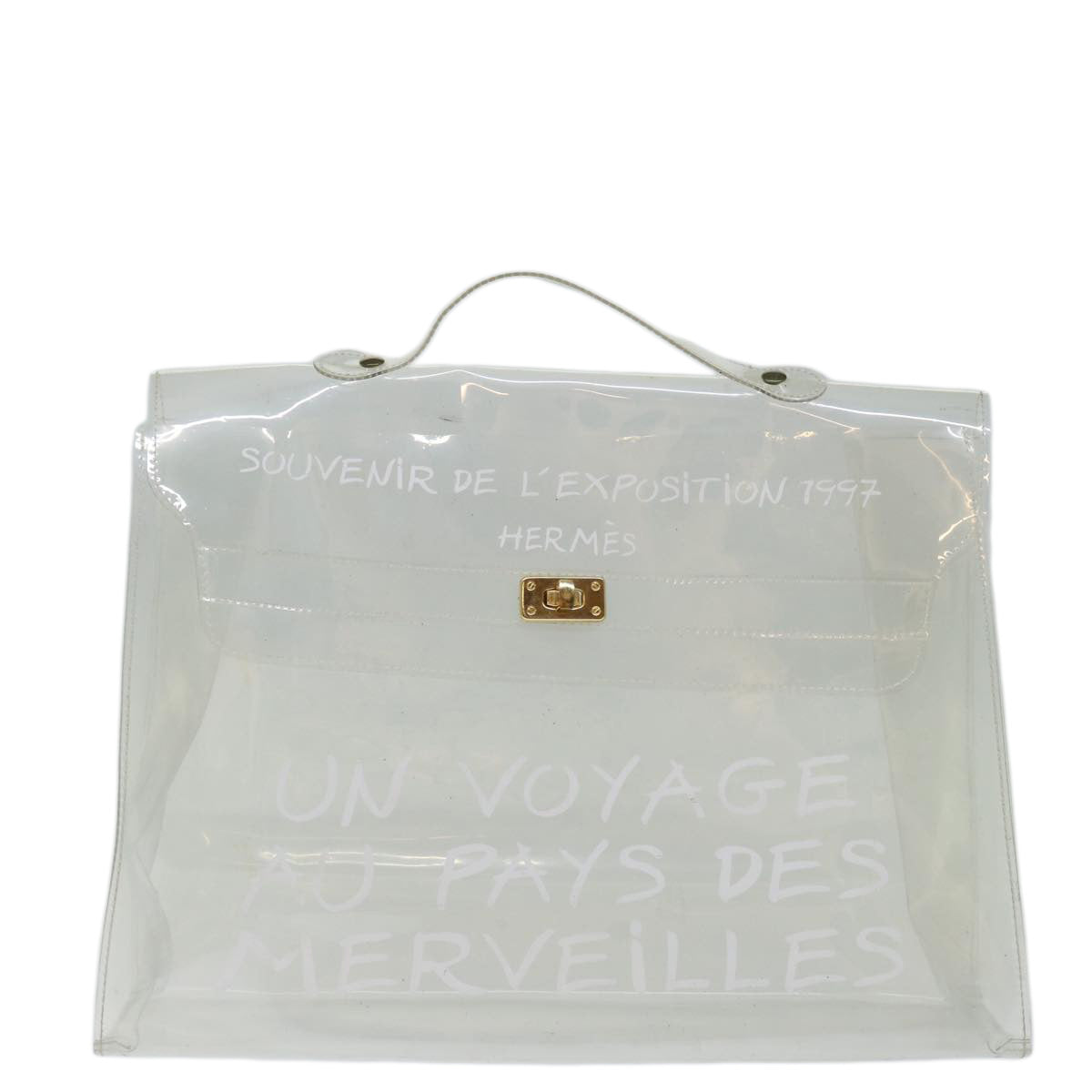 HERMES Vinyl Kelly Hand Bag Vinyl Clear Auth yk11809