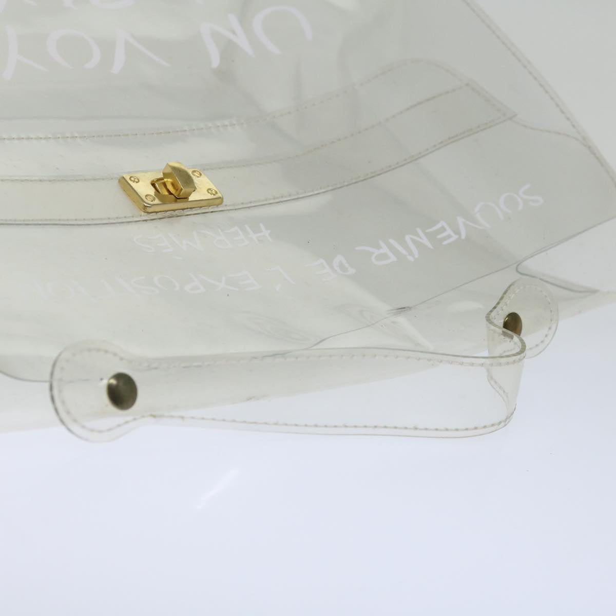 HERMES Vinyl Kelly Hand Bag Vinyl Clear Auth yk11809