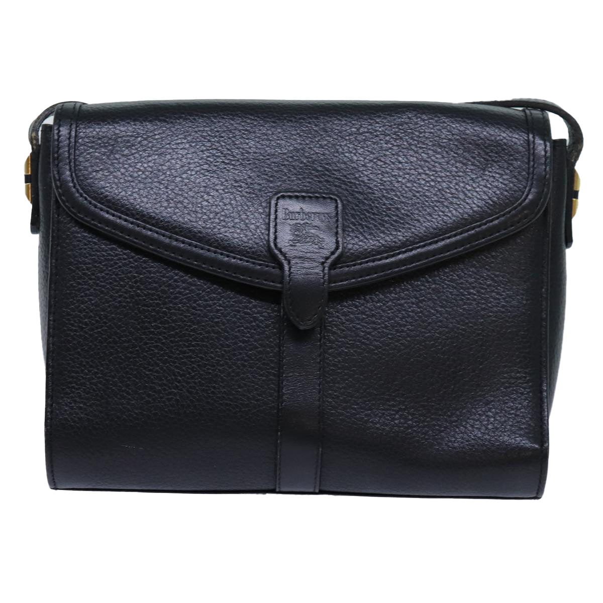 Burberrys Shoulder Bag Leather Black Auth yk11813