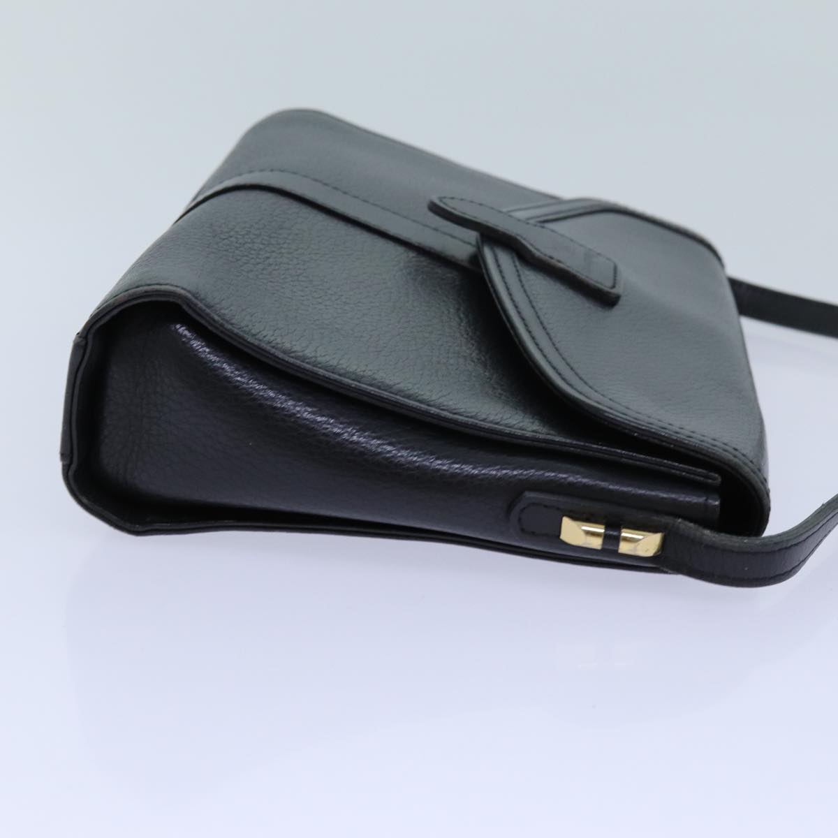 Burberrys Shoulder Bag Leather Black Auth yk11813