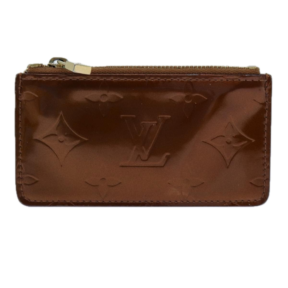 LOUIS VUITTON Vernis Pochette Cles Coin Purse Bronze M91348 LV Auth yk11837