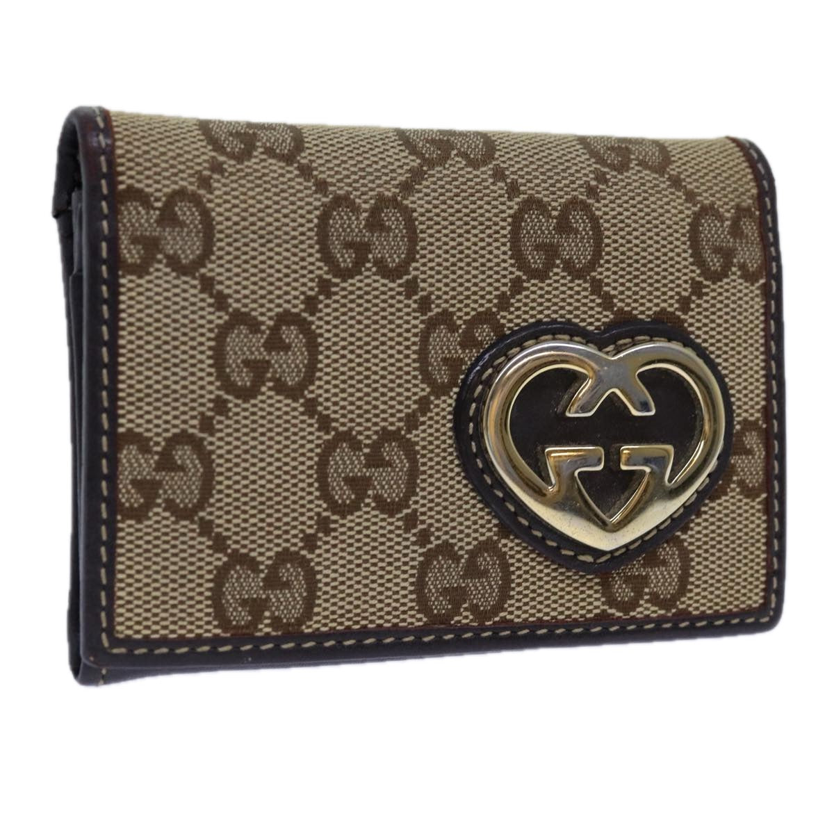 GUCCI GG Canvas Card Case Beige 245730 Auth yk11841