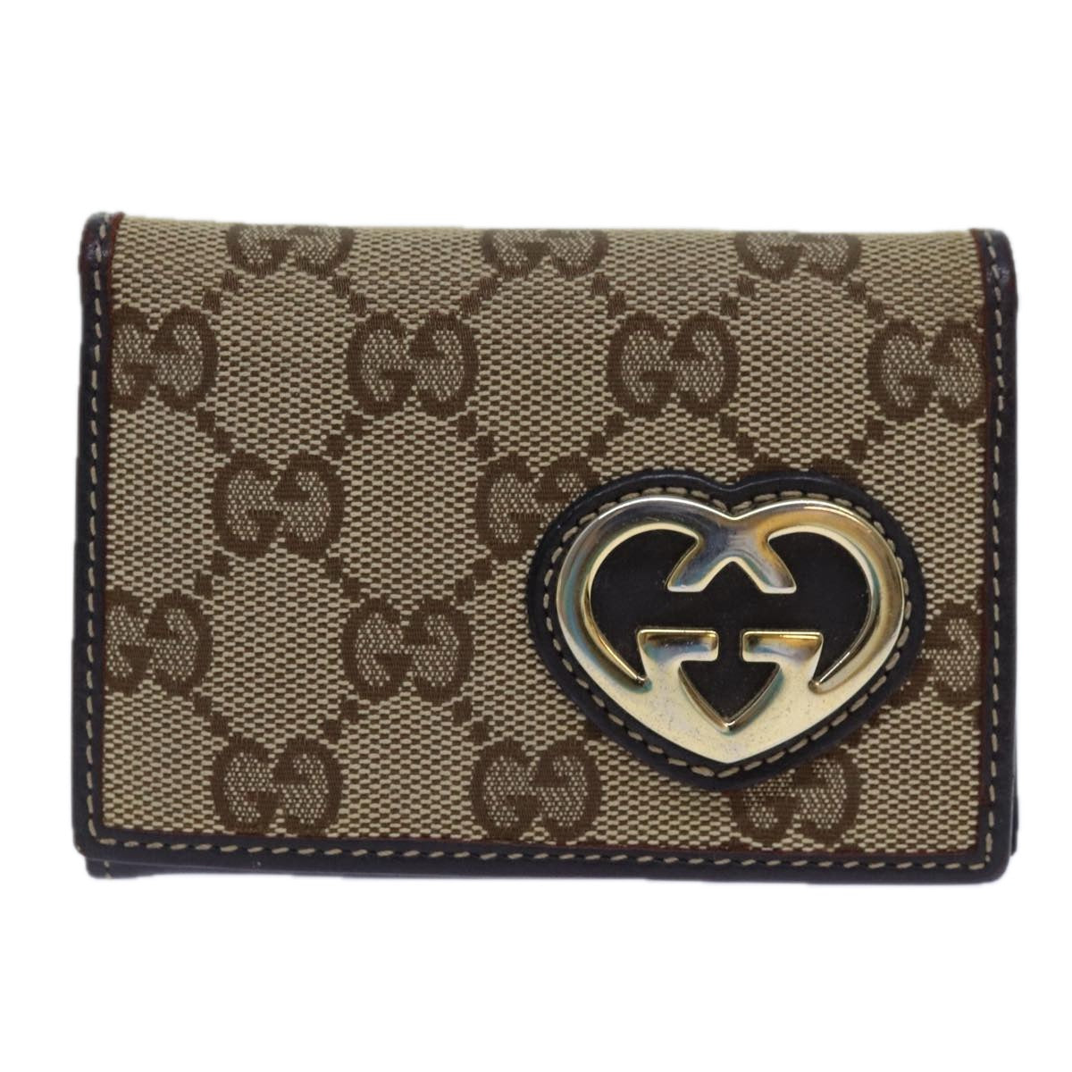 GUCCI GG Canvas Card Case Beige 245730 Auth yk11841