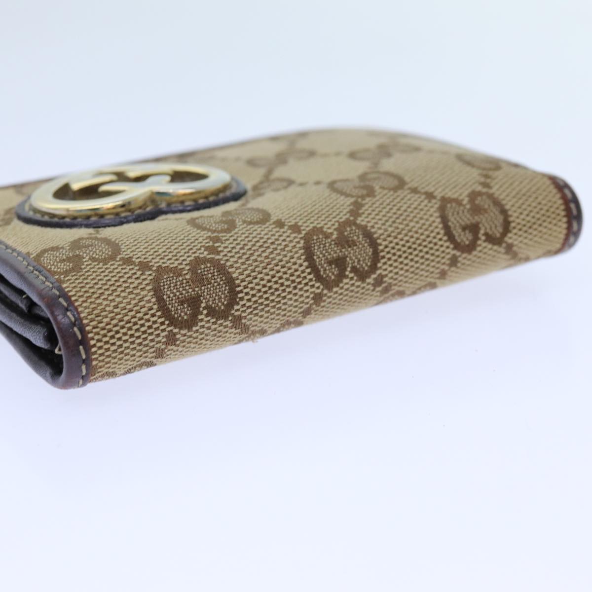 GUCCI GG Canvas Card Case Beige 245730 Auth yk11841