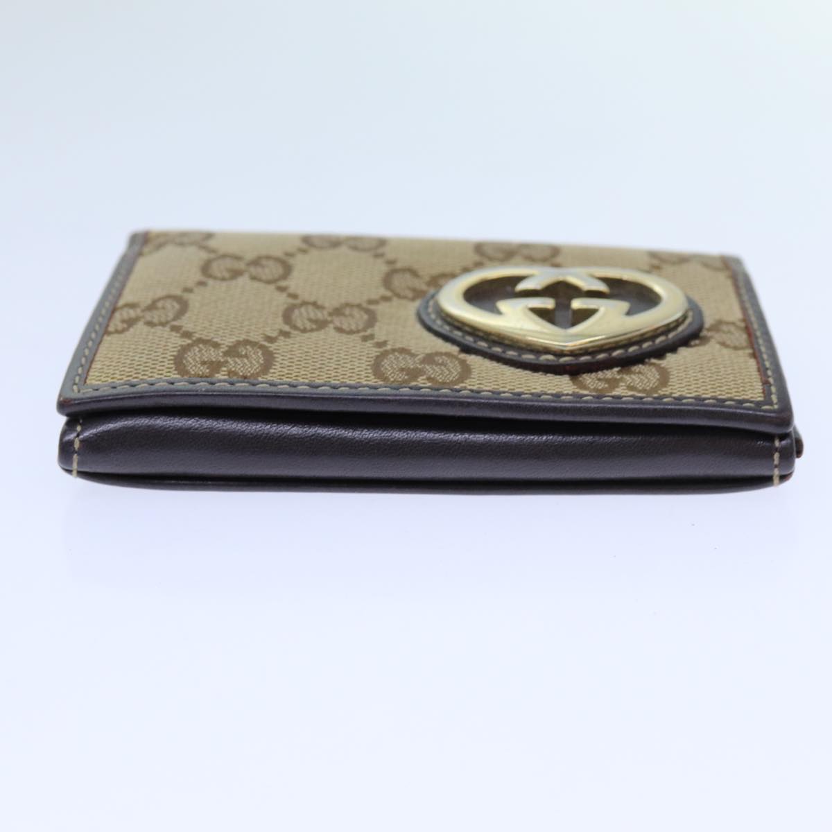 GUCCI GG Canvas Card Case Beige 245730 Auth yk11841