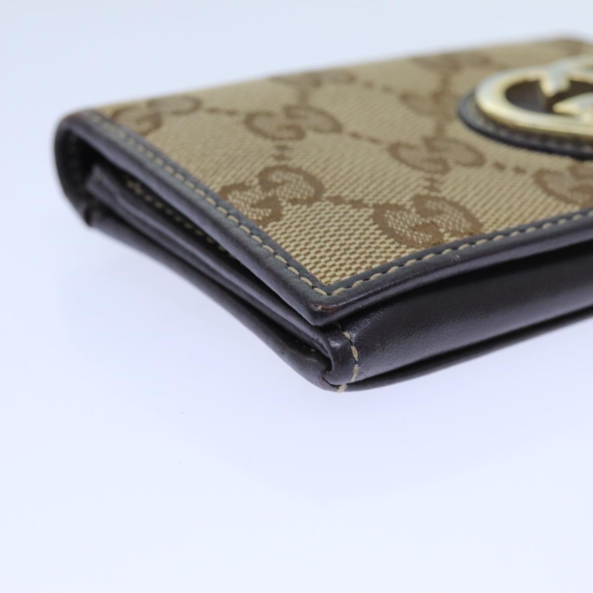 GUCCI GG Canvas Card Case Beige 245730 Auth yk11841