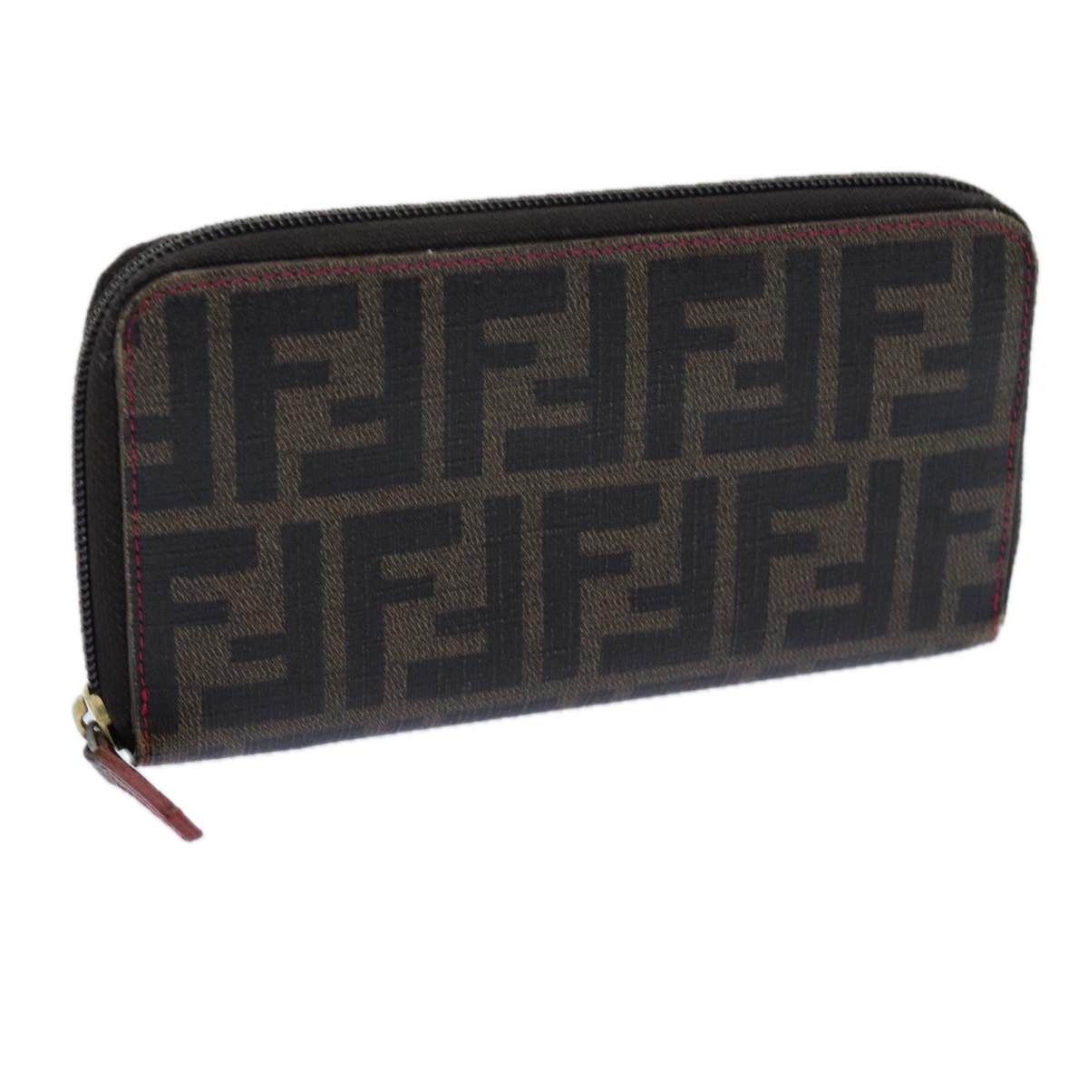 FENDI Zucca Canvas Long Wallet Black Brown Auth yk11843