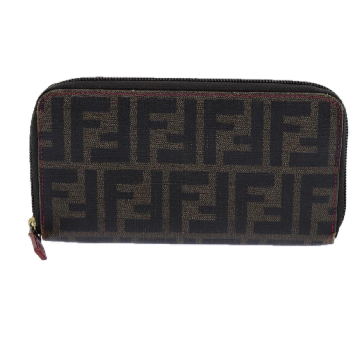 FENDI Zucca Canvas Long Wallet Black Brown Auth yk11843