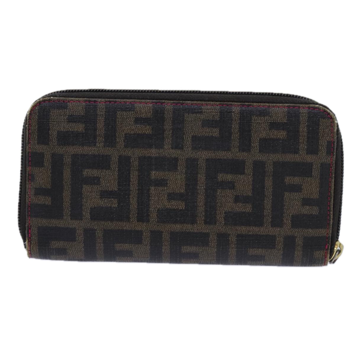 FENDI Zucca Canvas Long Wallet Black Brown Auth yk11843