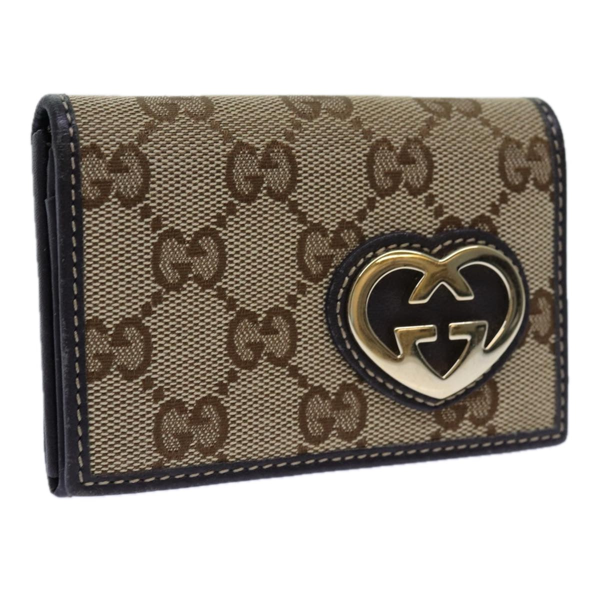 GUCCI GG Canvas Card Case Beige 245730 Auth yk11851