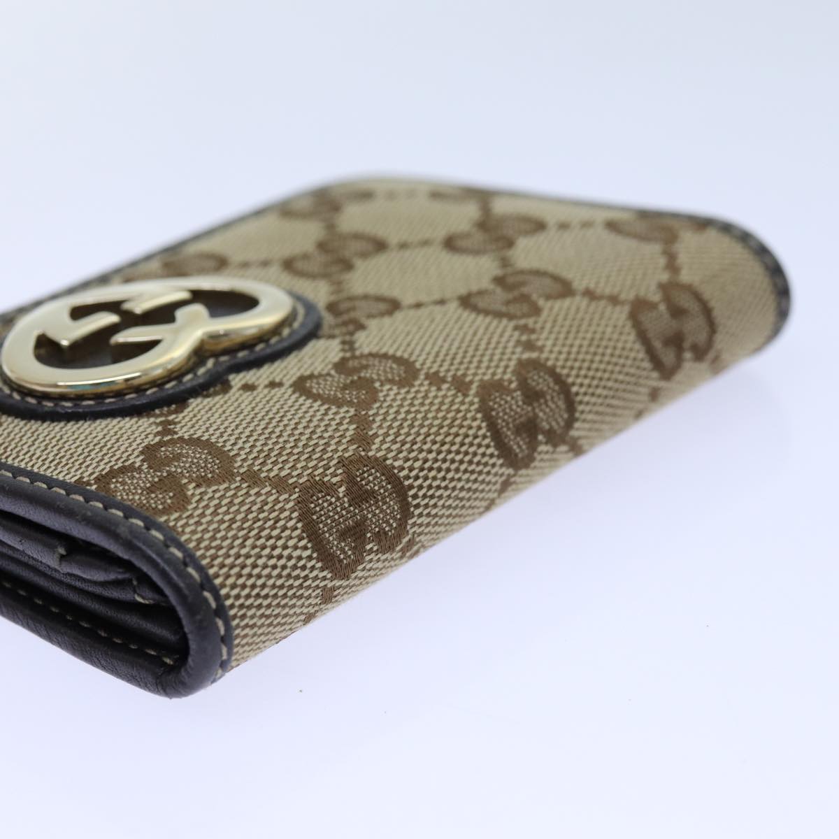 GUCCI GG Canvas Card Case Beige 245730 Auth yk11851