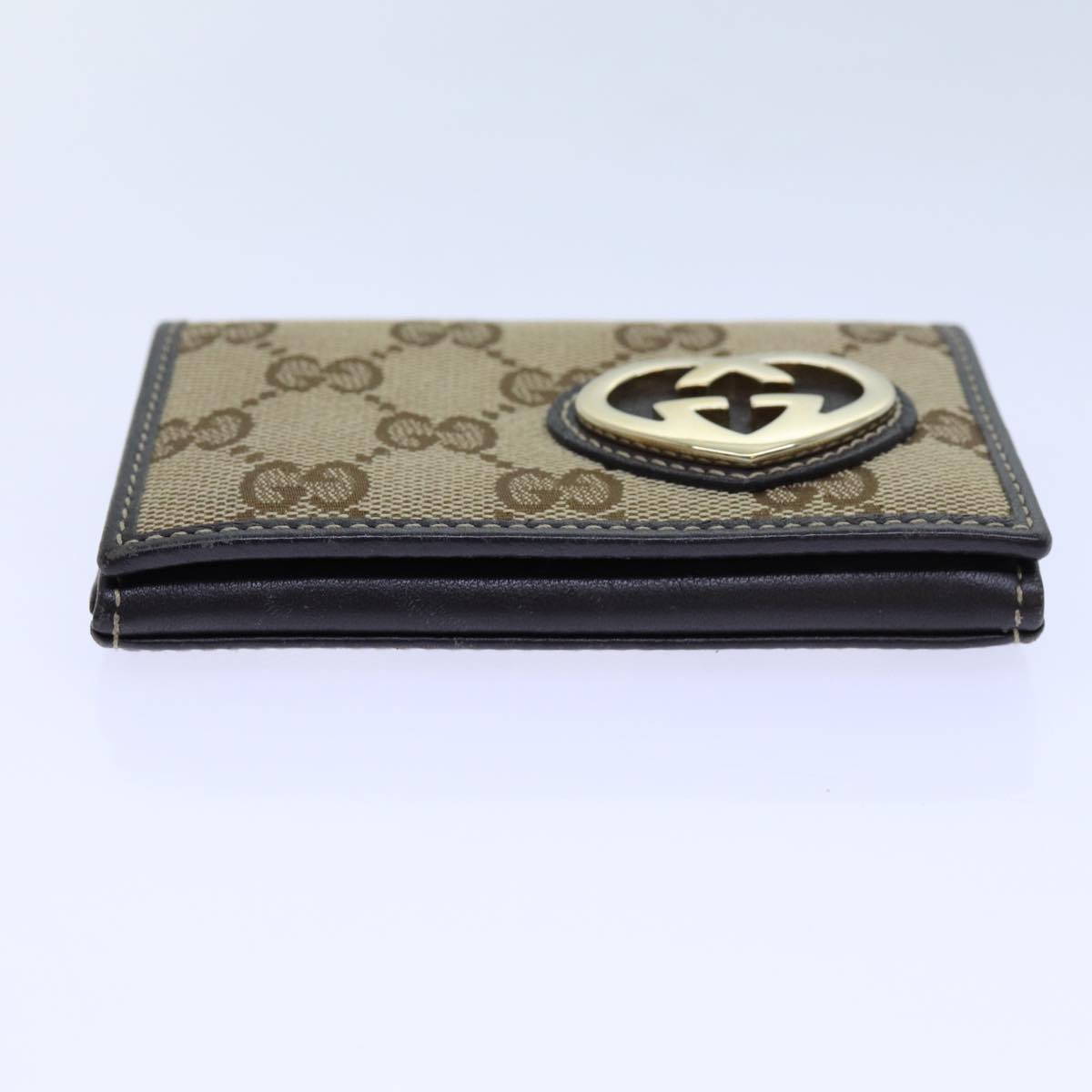 GUCCI GG Canvas Card Case Beige 245730 Auth yk11851