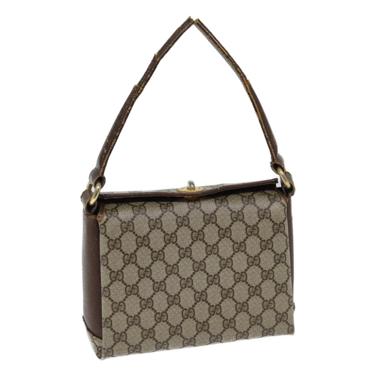 GUCCI GG Supreme Hand Bag PVC Beige Auth yk11956