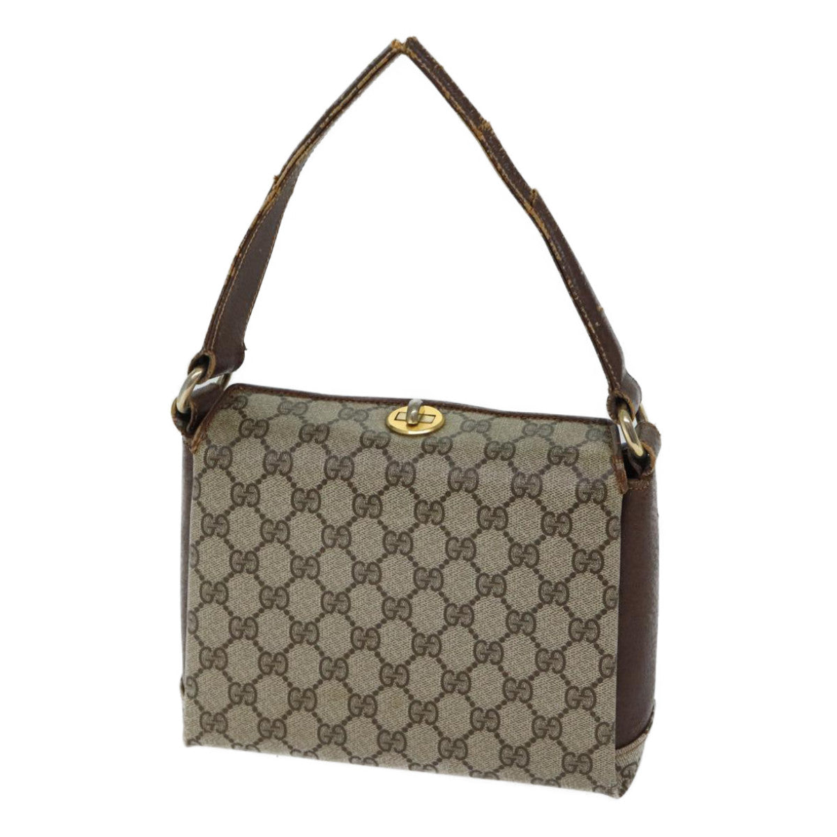 GUCCI GG Supreme Hand Bag PVC Beige Auth yk11956