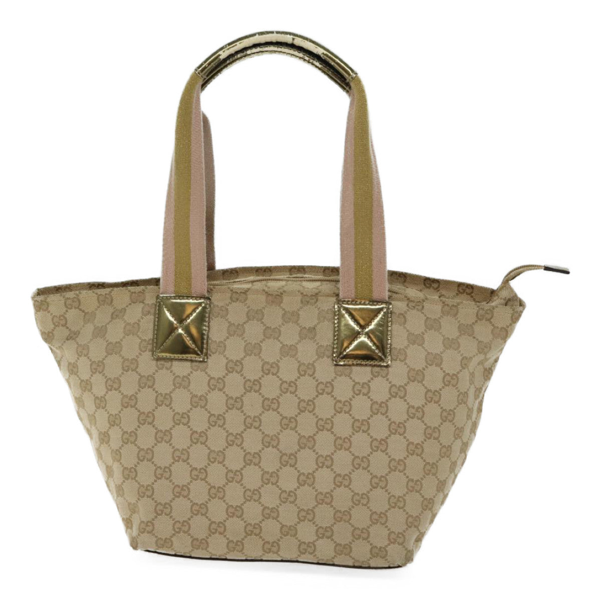 GUCCI GG Canvas Sherry Line Tote Bag Beige Pink gold 131230 Auth yk11959