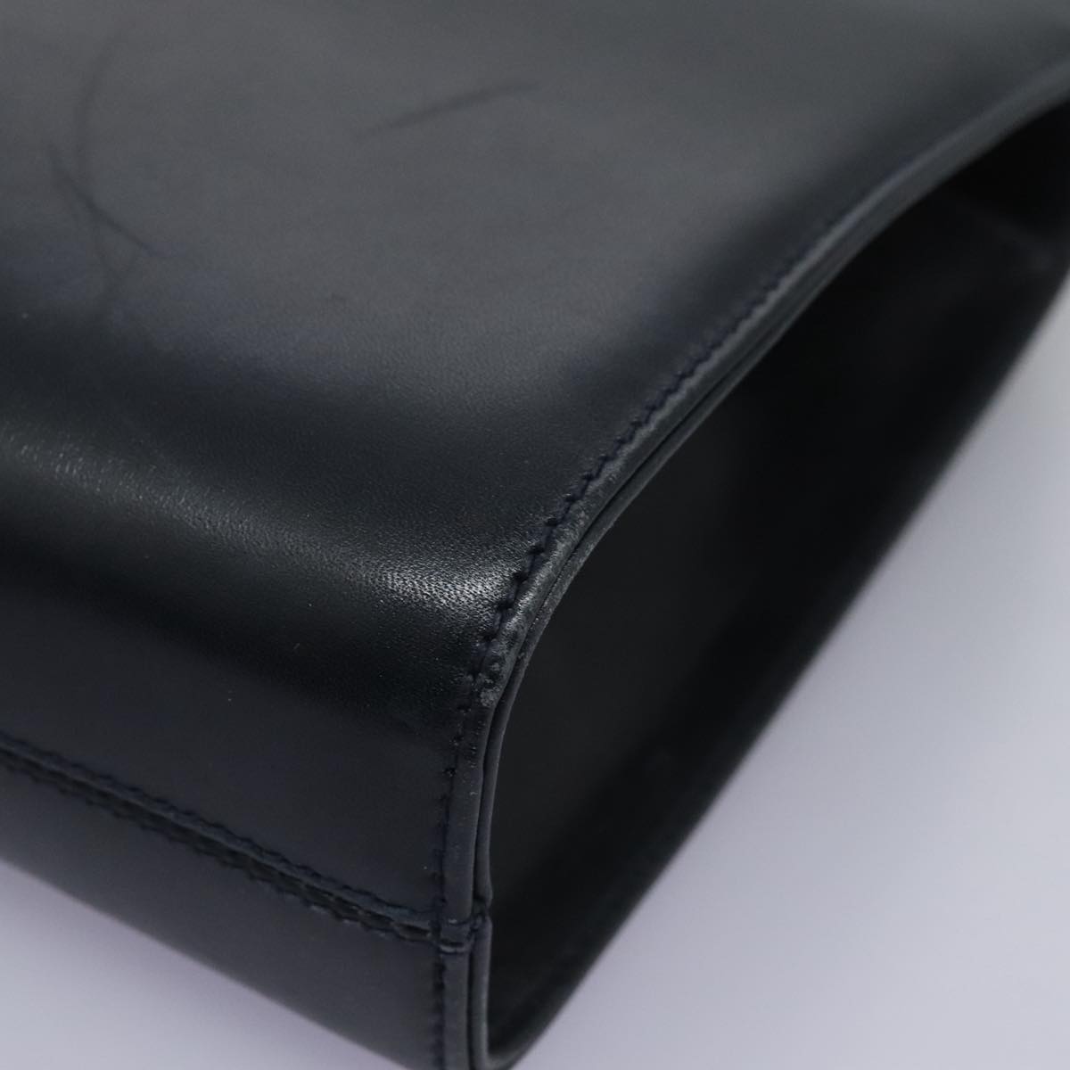 Salvatore Ferragamo Gancini Chain Shoulder Bag Leather Navy Auth yk12007